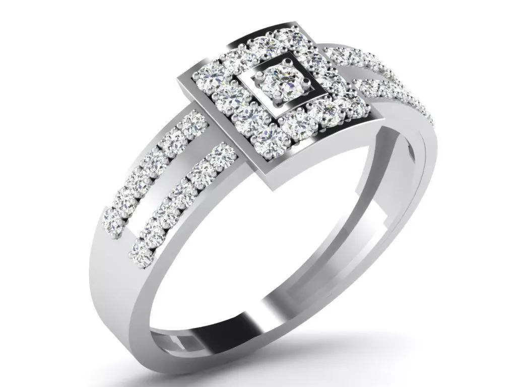 Ring-5617 emerald and diamond ring 3D print model_0