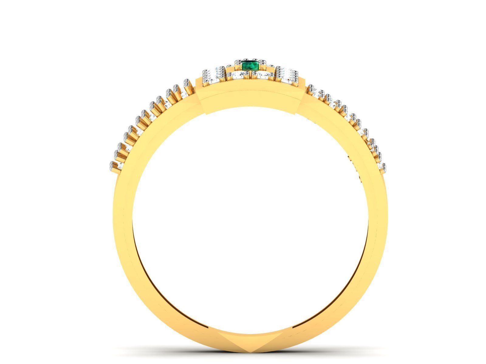 Ring-5611 emerald and diamond ring 3D print model_2