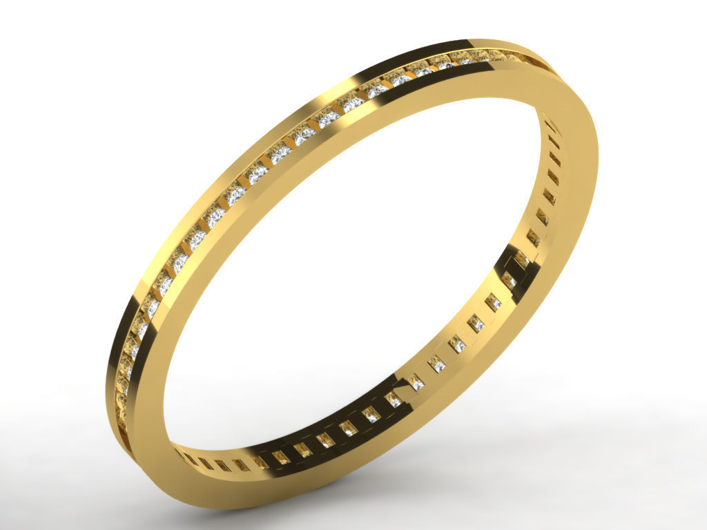 Ring-5610 gold and diamond hoop earring 3D print model_8
