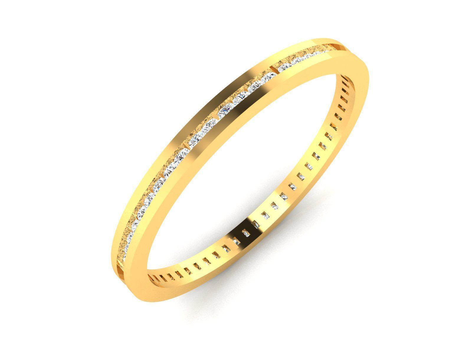 Ring-5610 gold and diamond hoop earring 3D print model_1