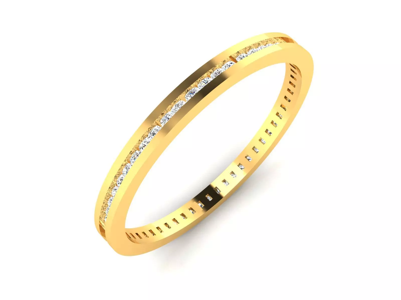 Ring-5610 gold and diamond hoop earring 3D print model_0