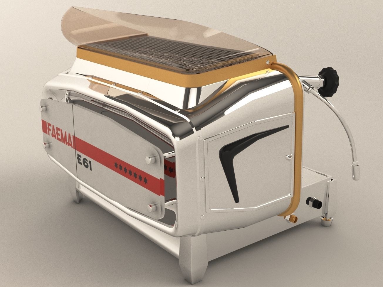 Faema e61 espresso machine and  FP Grinder with a coffee cup 3D model_4