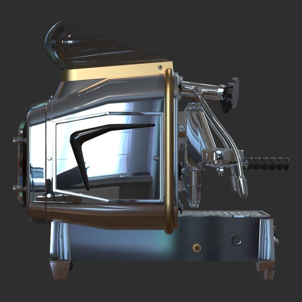 Faema e61 espresso machine and  FP Grinder with a coffee cup 3D model_7