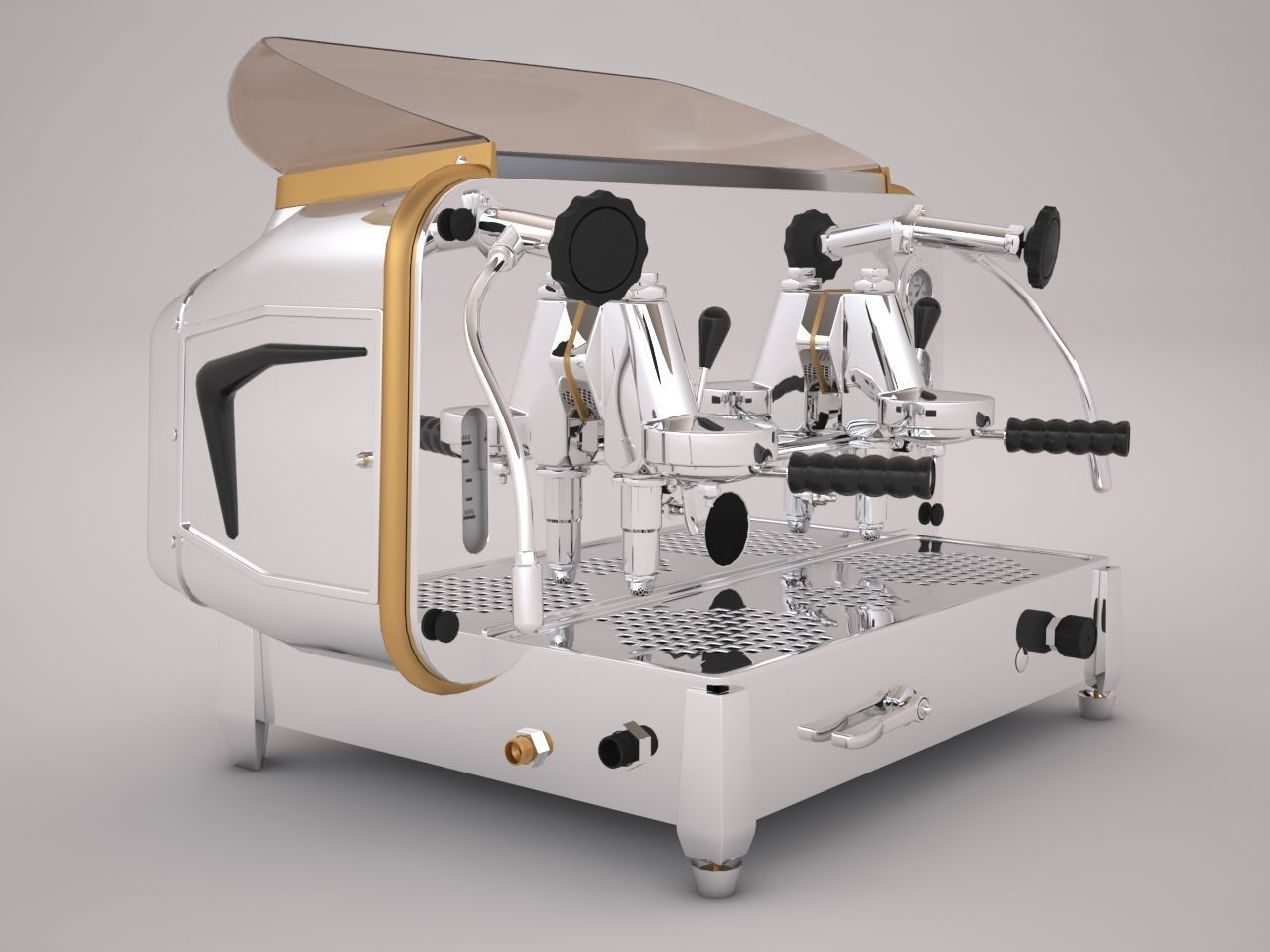 Faema e61 espresso machine and  FP Grinder with a coffee cup 3D model_3