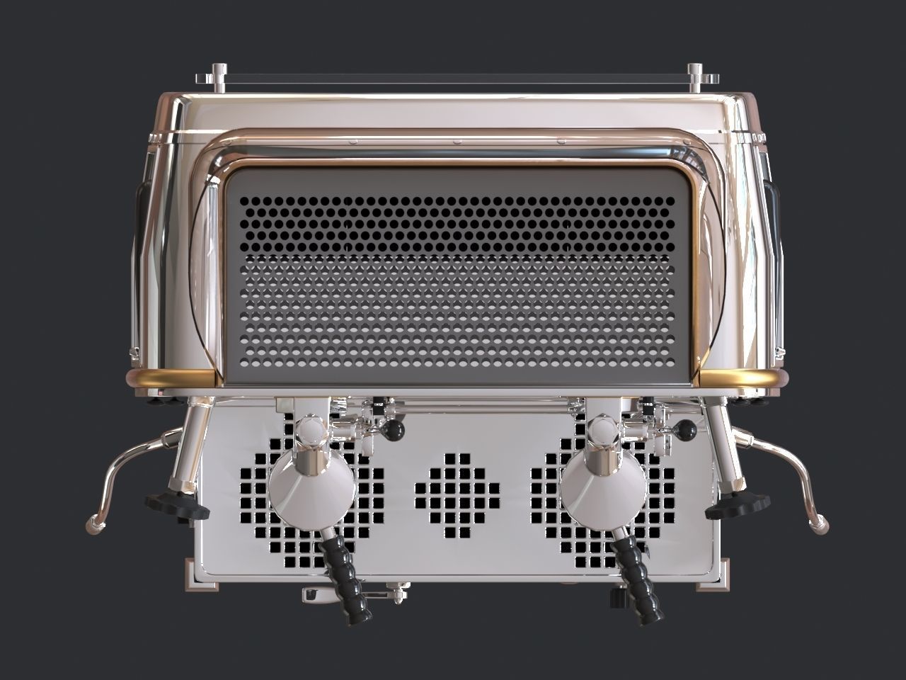 Faema e61 espresso machine and  FP Grinder with a coffee cup 3D model_10