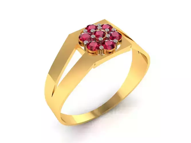 Ring-5605 gold ring with ruby stone