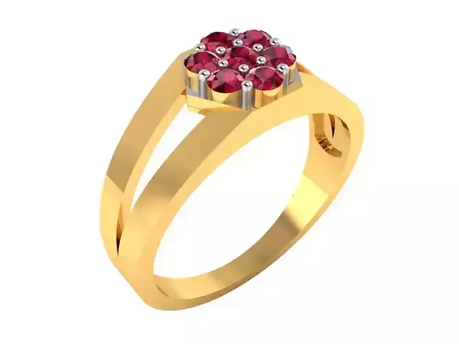 Ring-5604 gold ring with ruby stones