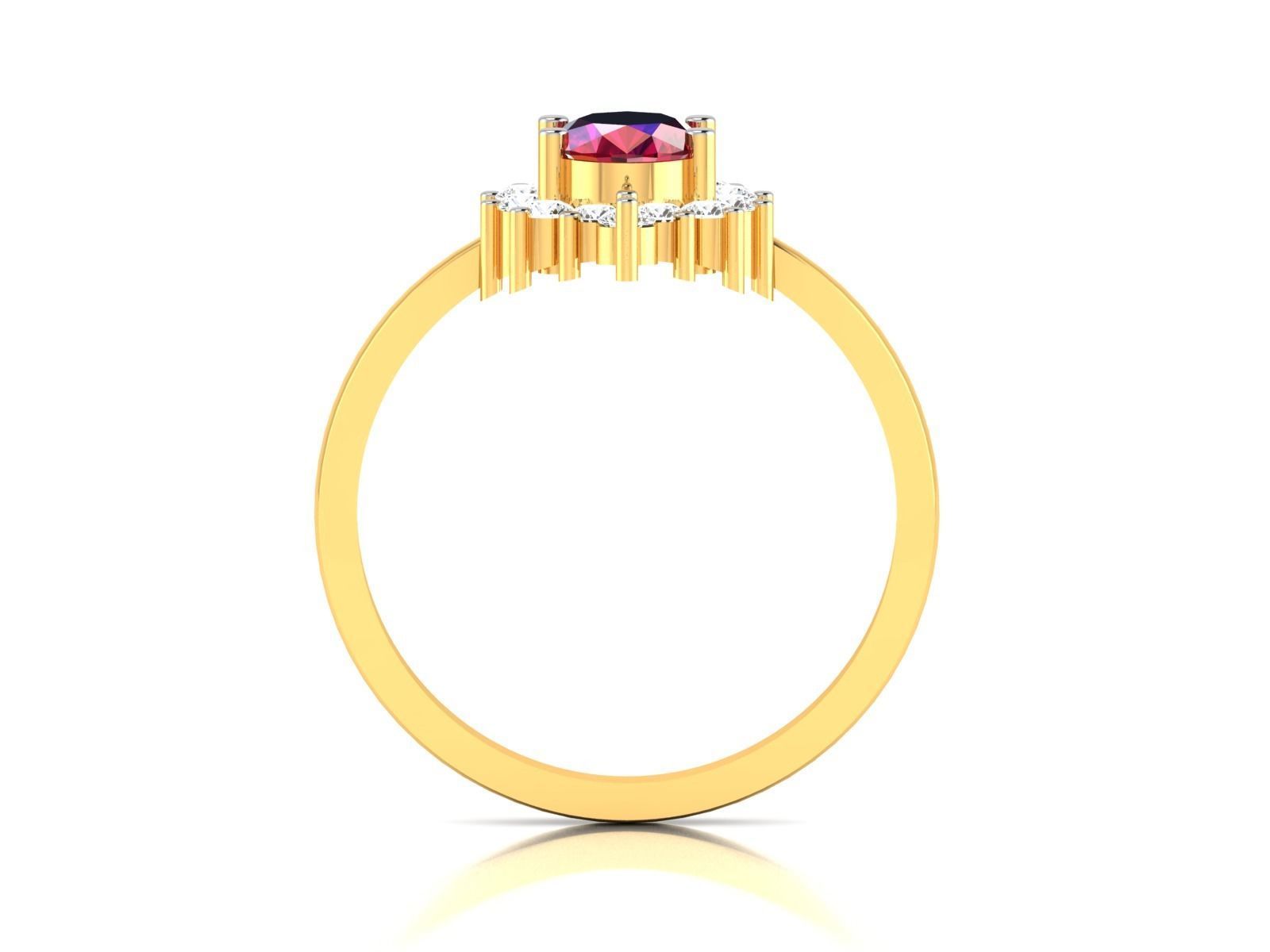 Ring-5601 oval ruby and diamond ring 3D print model_2