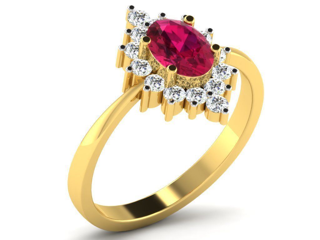 Ring-5601 oval ruby and diamond ring 3D print model_8