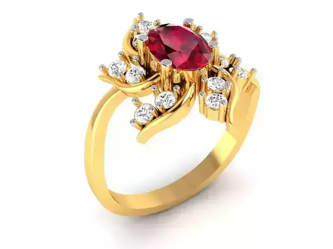 Ring-5599 ruby and diamond ring gold