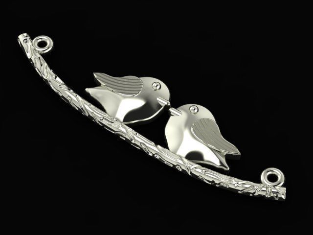 birds on a branch necklace 3D print model_2