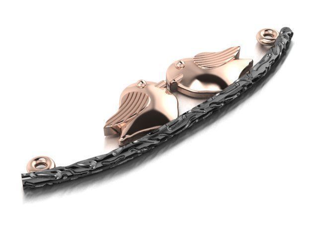 birds on a branch necklace 3D print model_4