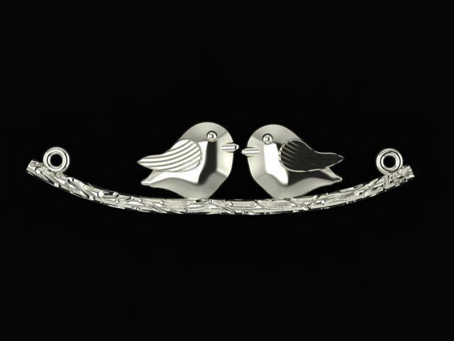 birds on a branch necklace 3D print model_1