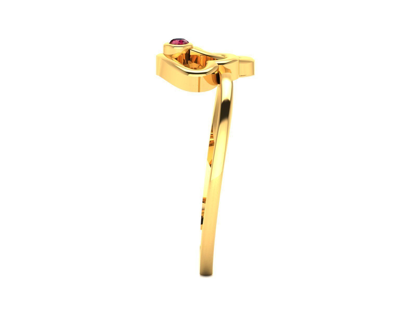 Ring-5588 gold ring with ruby stone 3D print model_4