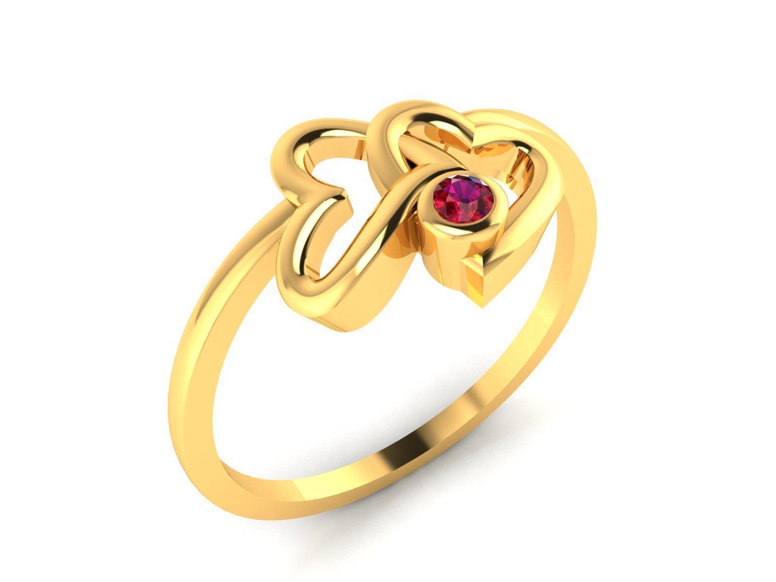 Ring-5588 gold ring with ruby stone 3D print model_1