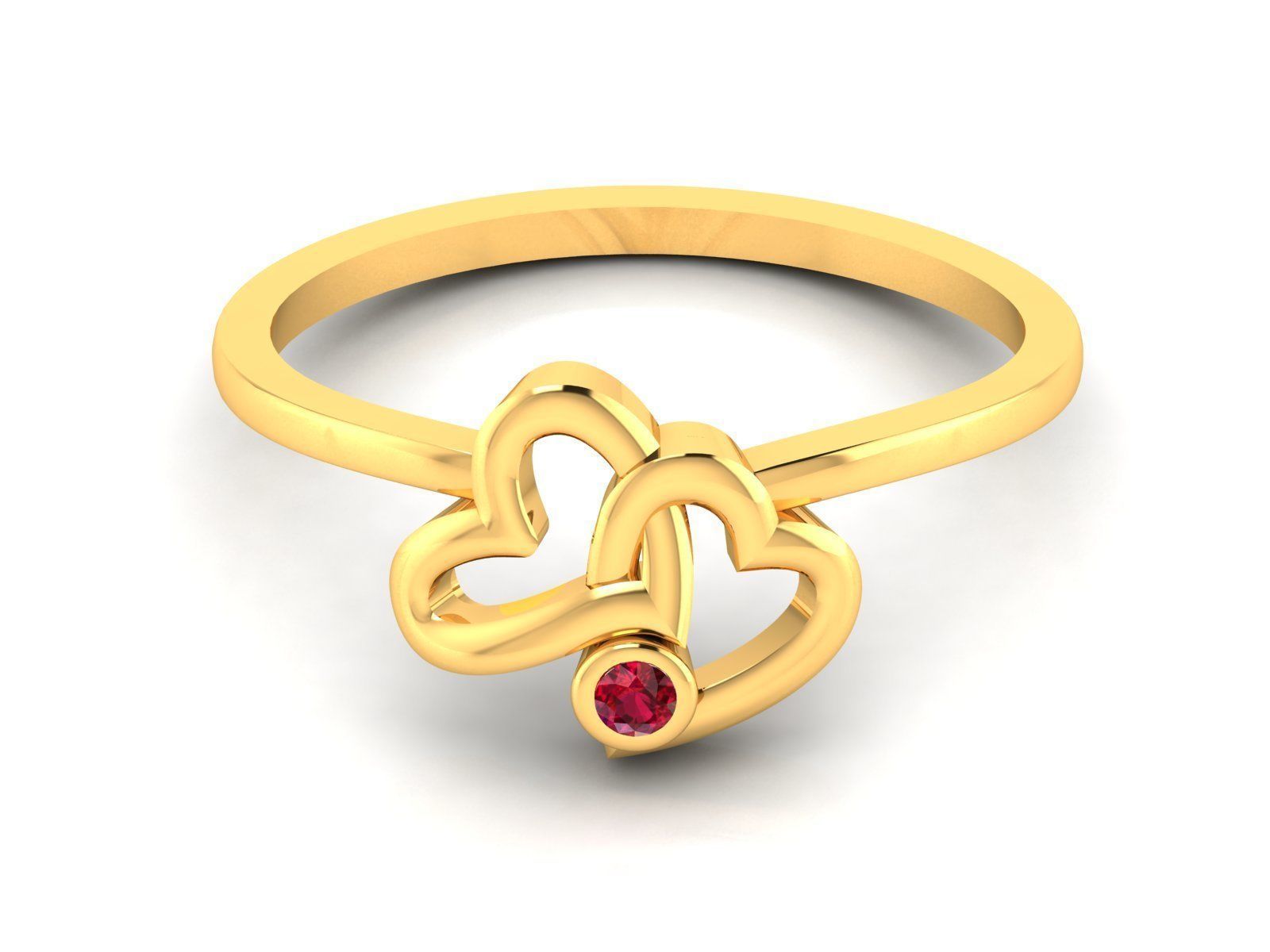 Ring-5588 gold ring with ruby stone 3D print model_7