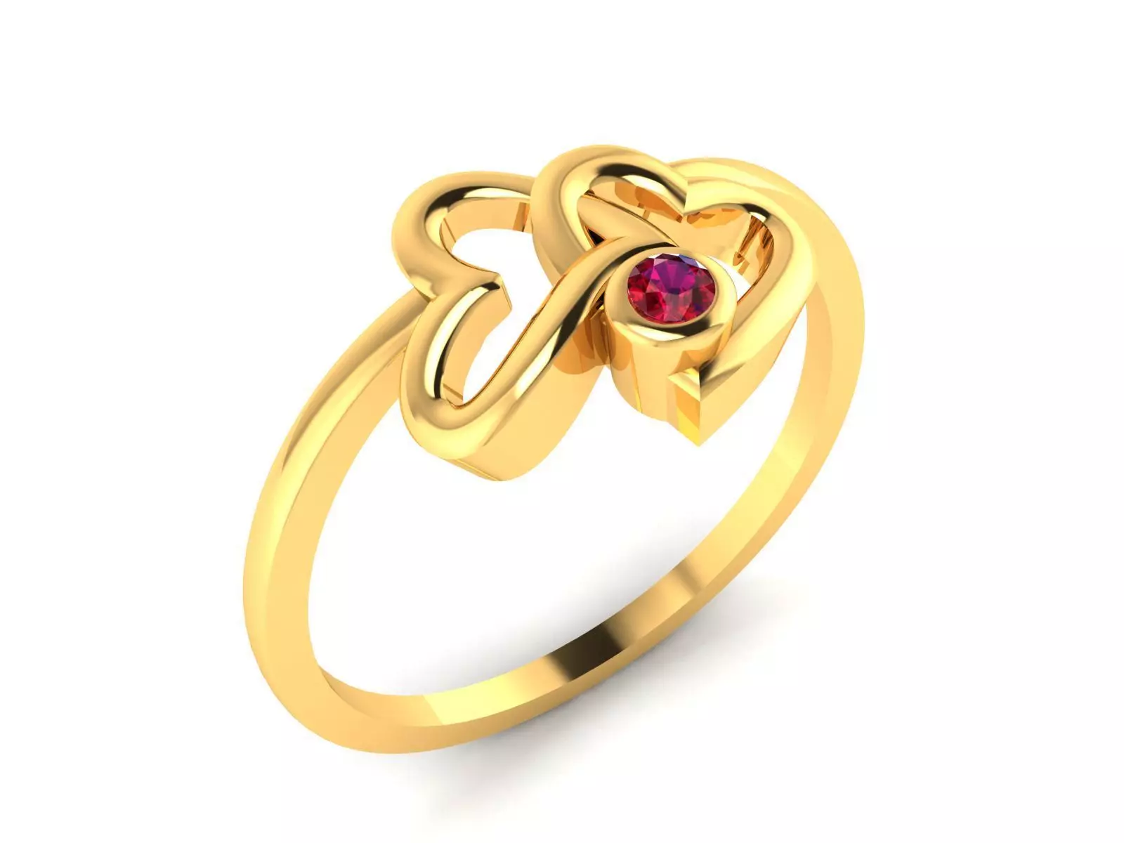 Ring-5588 gold ring with ruby stone 3D print model_0