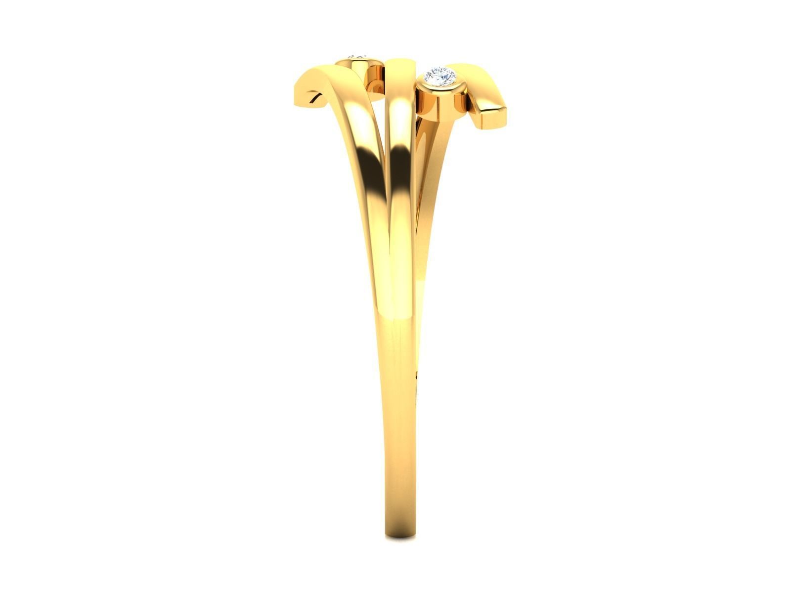 Ring-5586 gold ring with two diamonds 3D print model_4