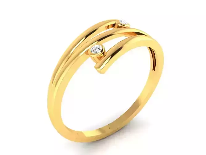 Ring-5586 gold ring with two diamonds 3D print model