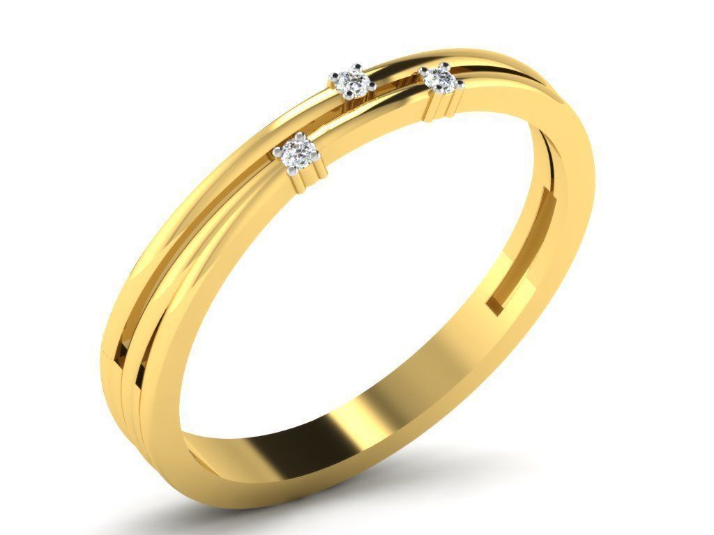 Ring-5328 gold diamond ring with three stones 3D print model_17
