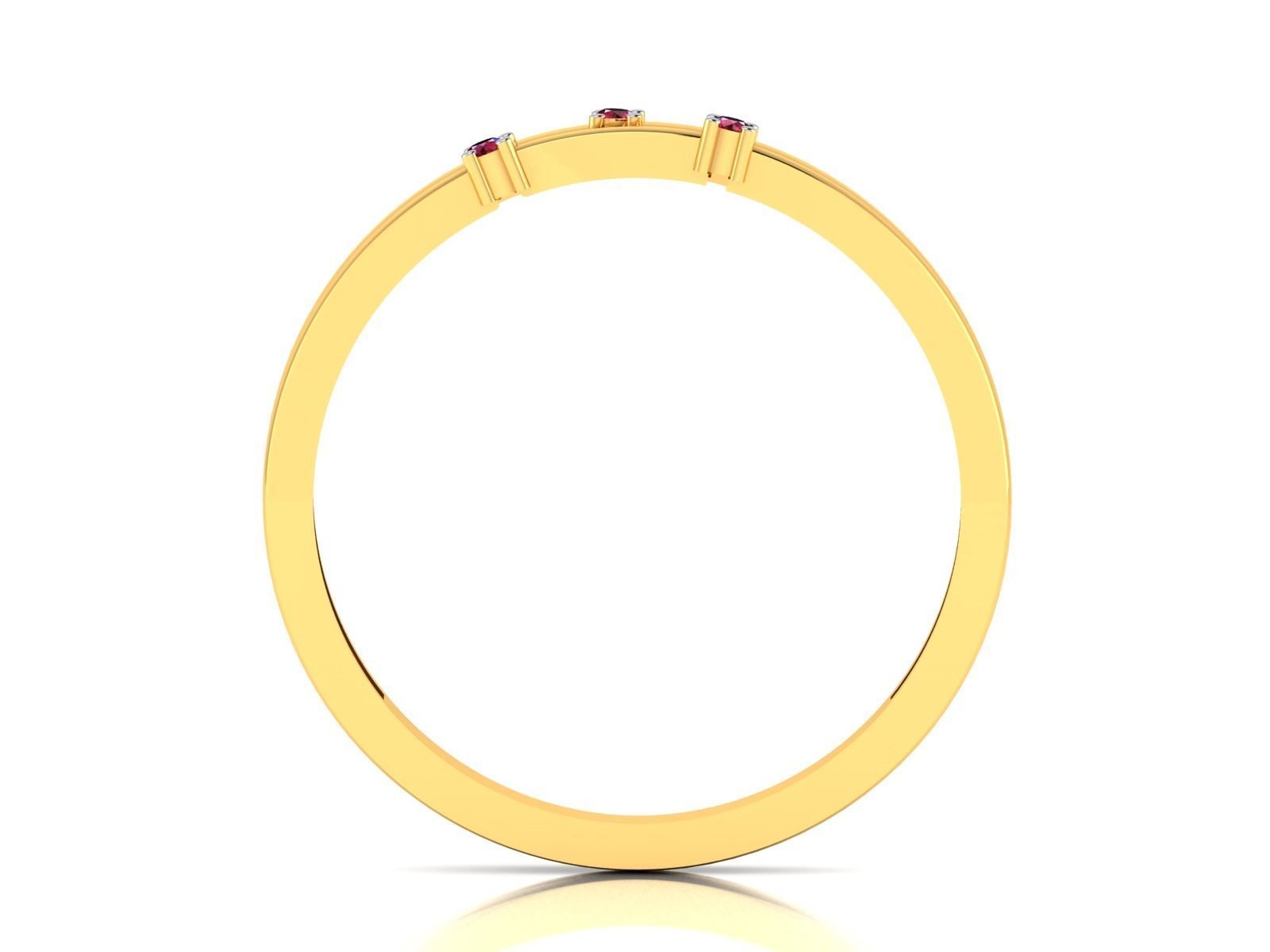 Ring-5328 gold diamond ring with three stones 3D print model_5