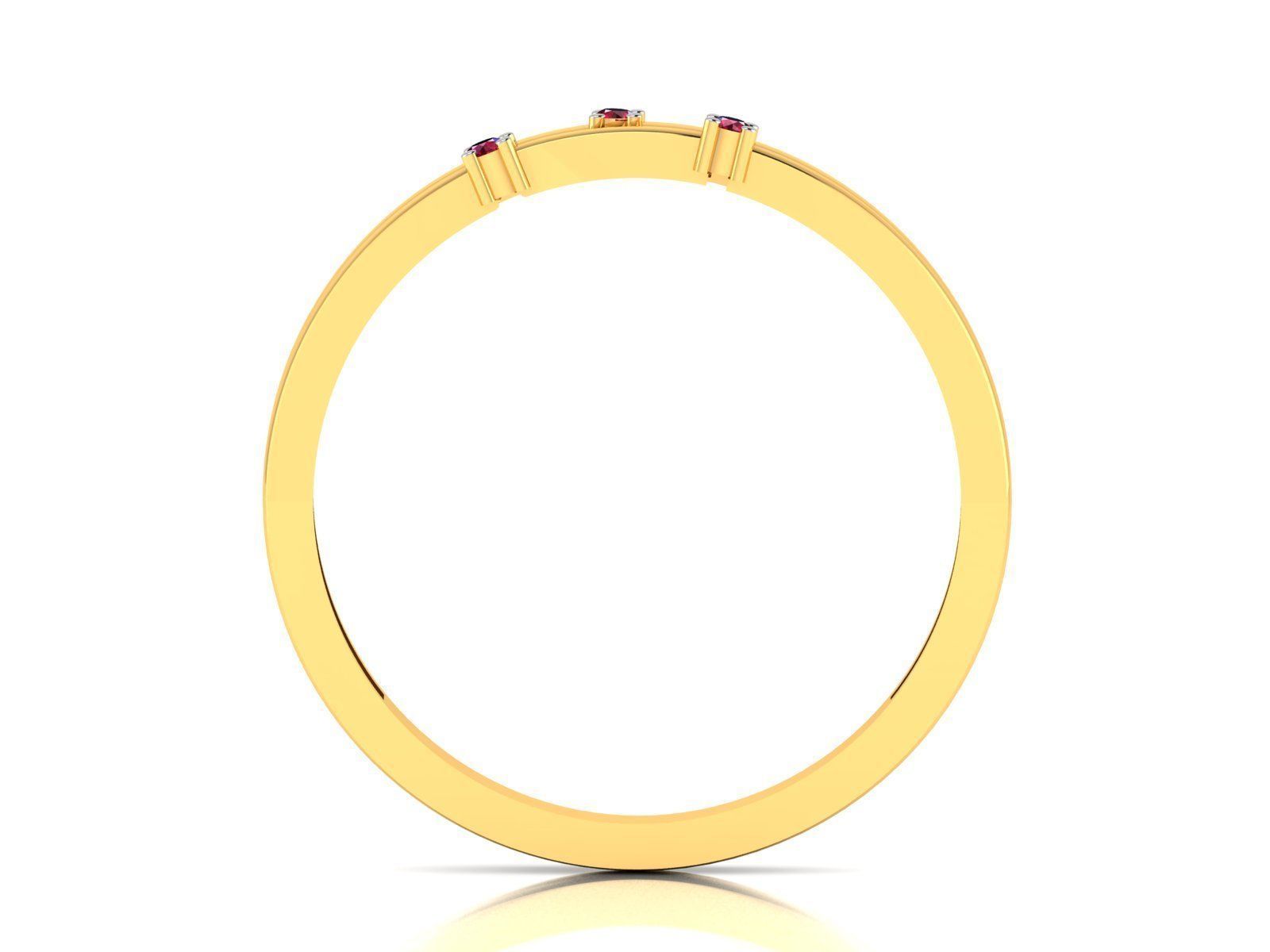 Ring-5328 gold diamond ring with three stones 3D print model_4