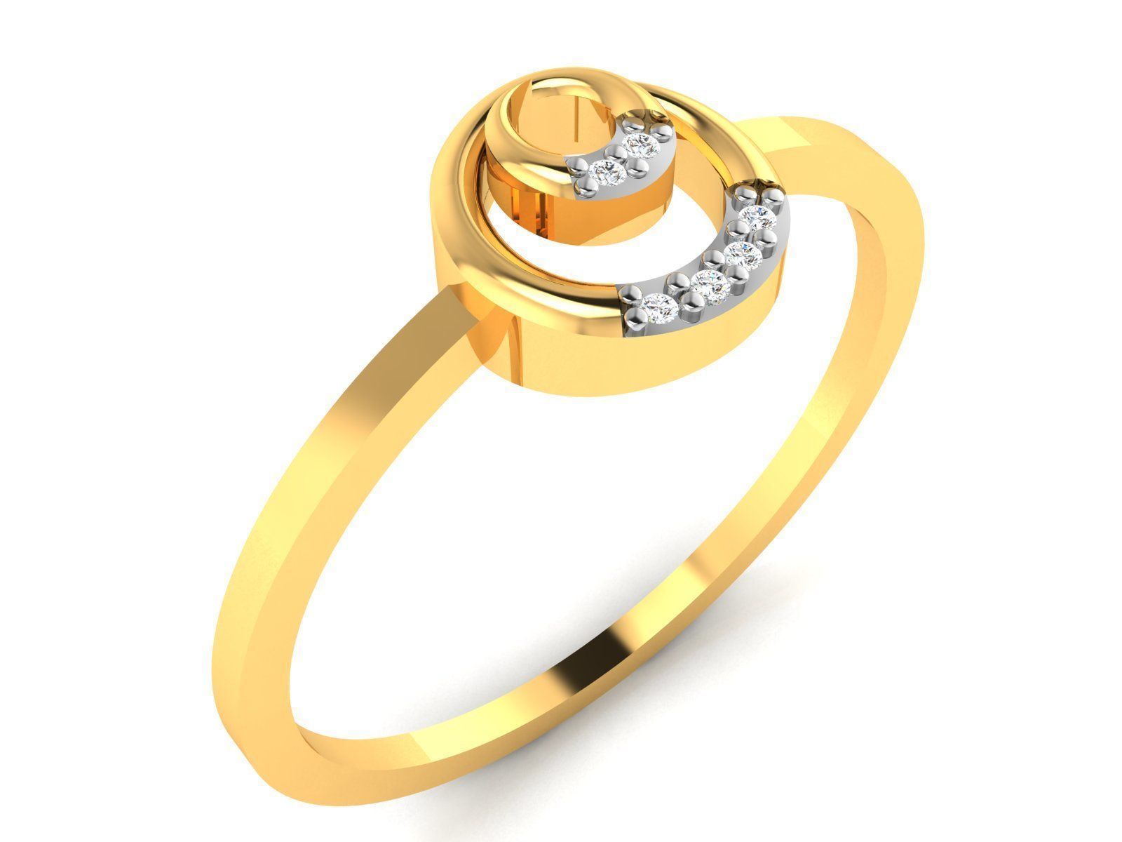 Ring-4193 gold ring with diamonds 3D print model_5