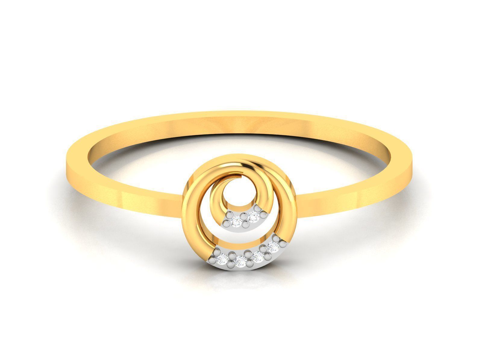 Ring-4193 gold ring with diamonds 3D print model_3