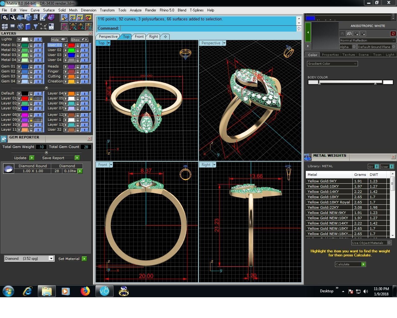 Ring-3430 diamond ring gold 3D print model_9