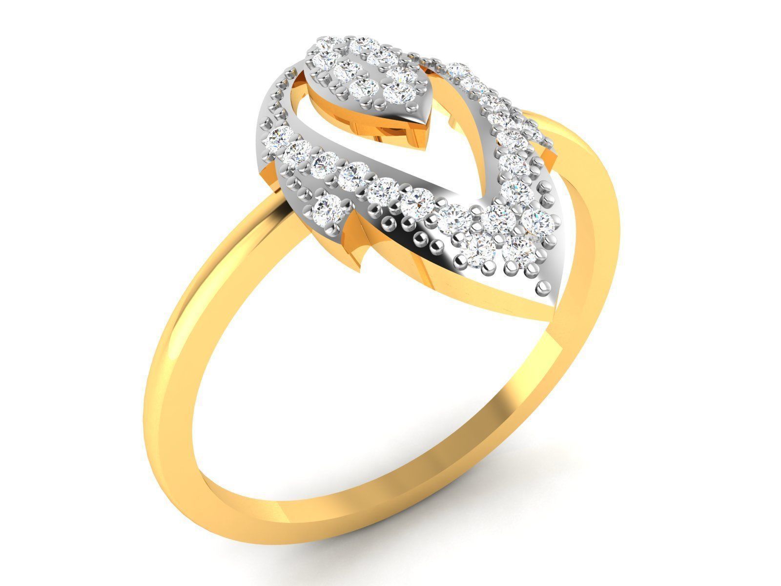 Ring-3430 diamond ring gold 3D print model_1
