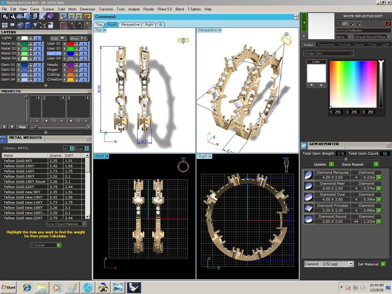 Ring-3168 gold ring with diamonds 3D print model_7