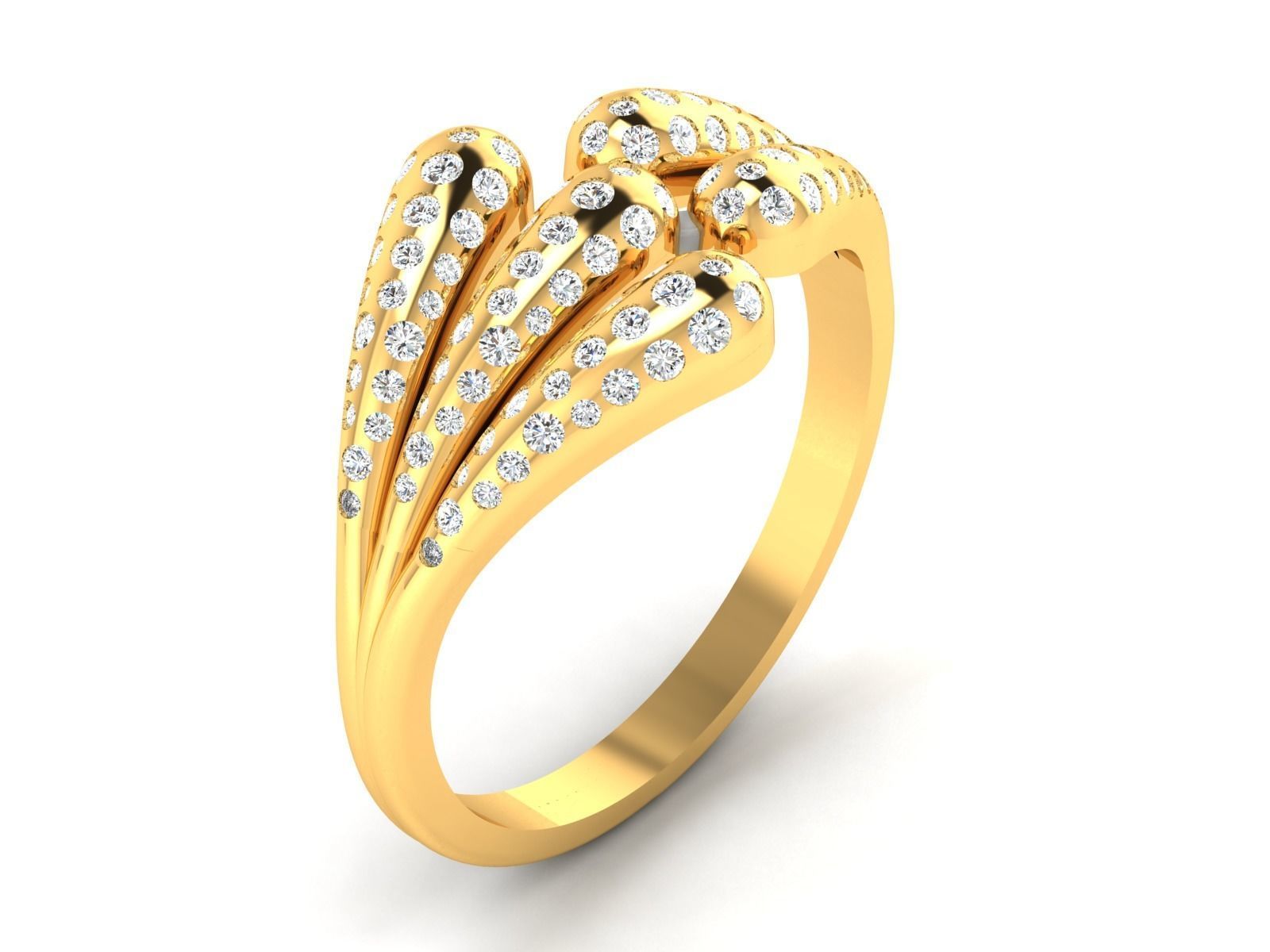 Ring-3168 gold ring with diamonds 3D print model_3