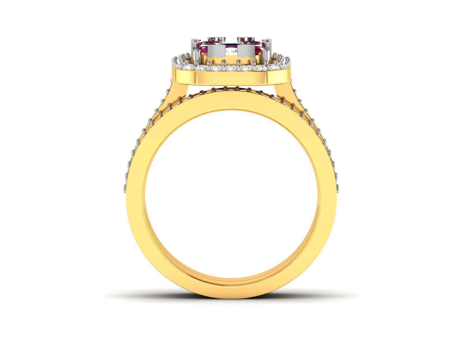 Ring-3112 engagement ring set gold 3D print model_6