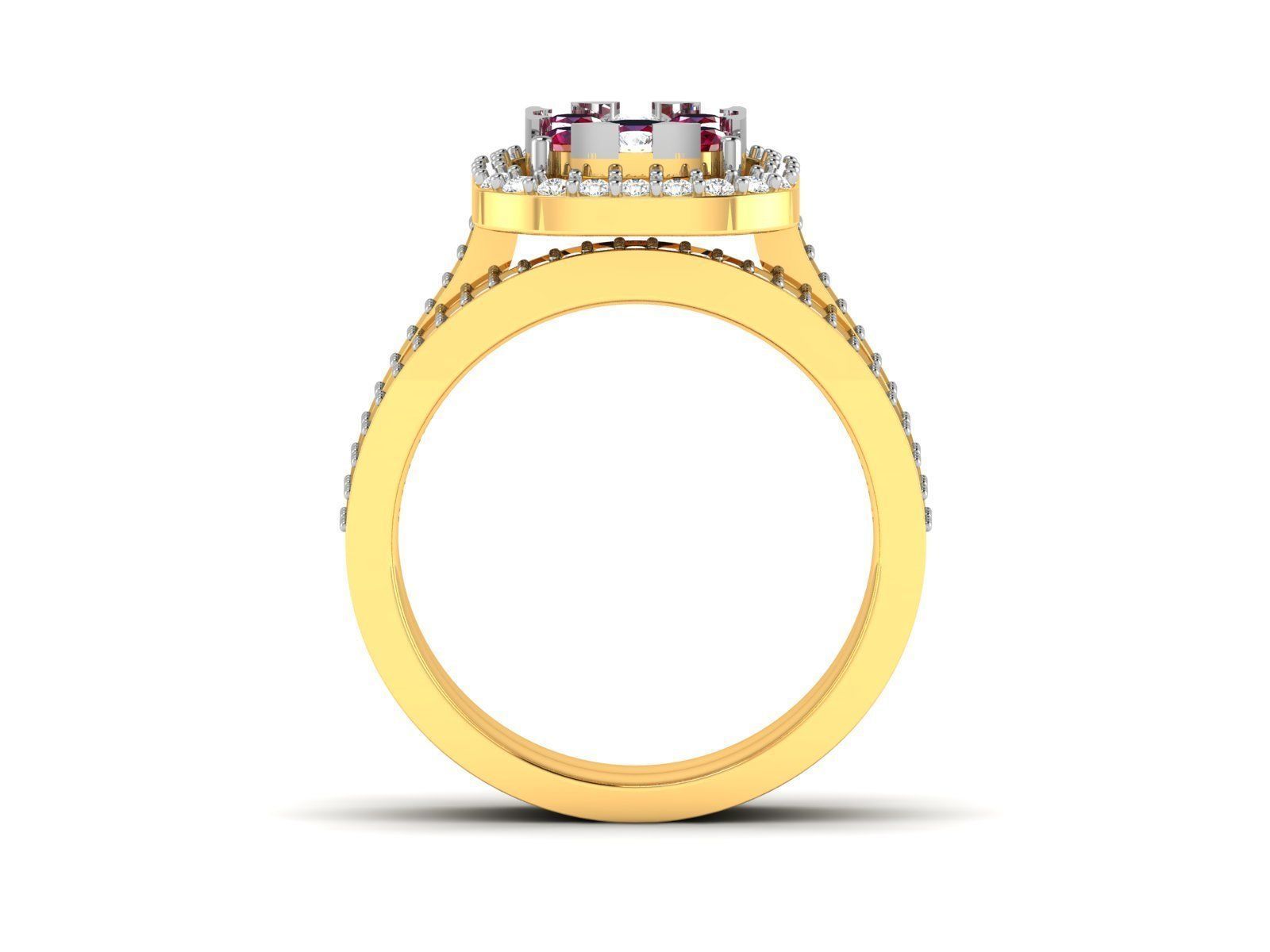 Ring-3112 engagement ring set gold 3D print model_5