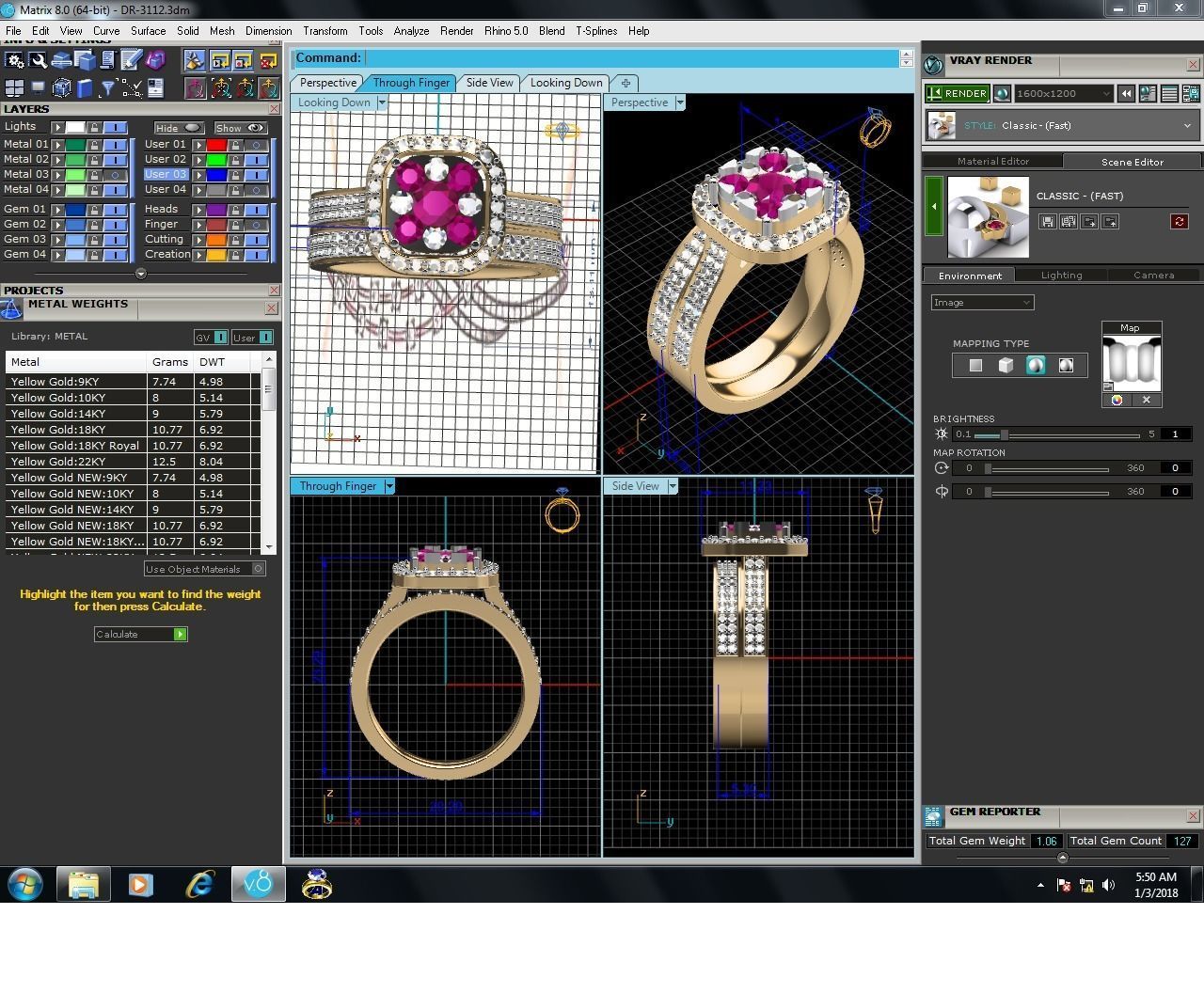 Ring-3112 engagement ring set gold 3D print model_9