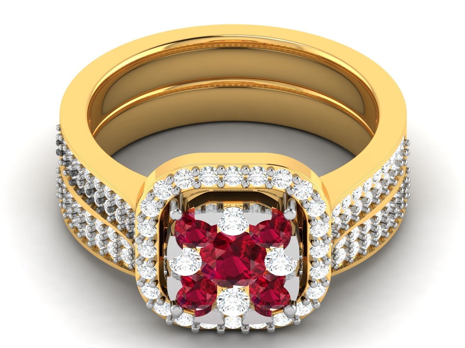 Ring-3112 engagement ring set gold 3D print model_4