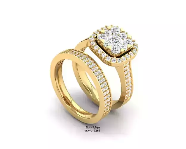 Ring-3112 engagement ring set gold 3D print model