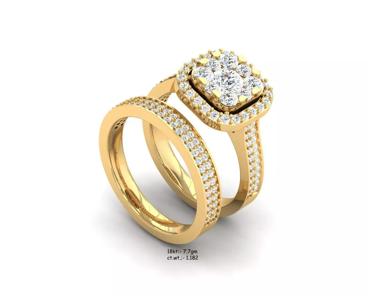 Ring-3112 engagement ring set gold 3D print model_0