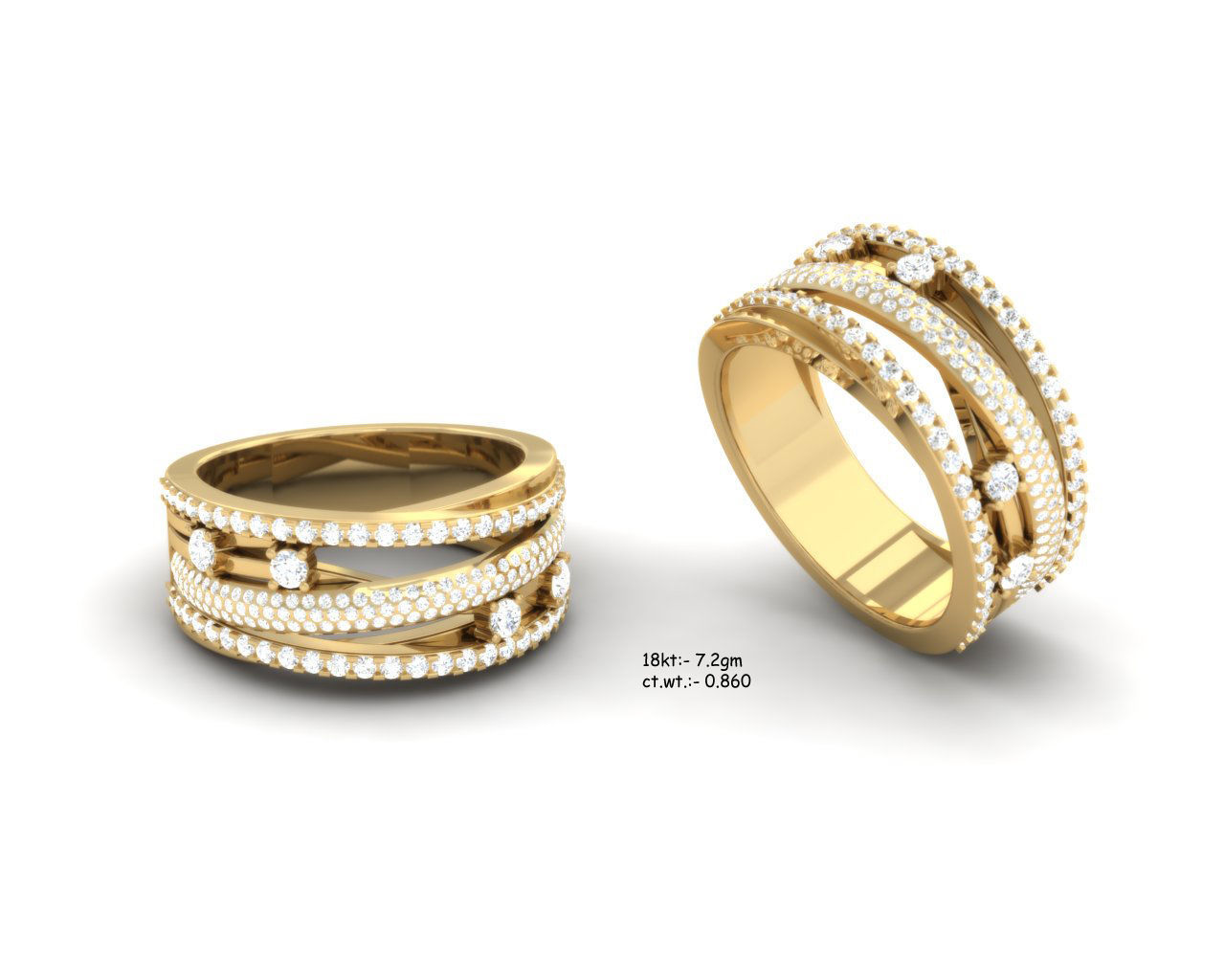 Ring-3071 gold ring with ruby stones and diamonds 3D print model_8