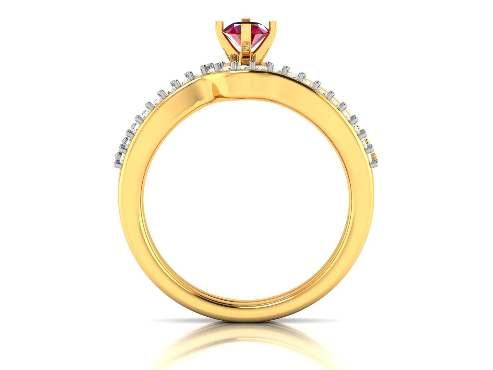 Ring-3064 ruby and diamond ring set gold 3D print model_4