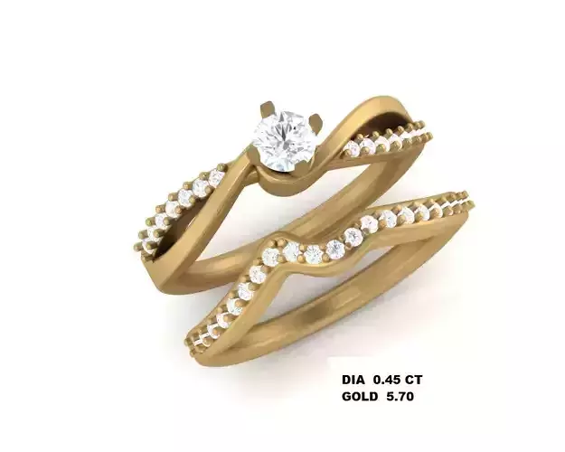 Ring-3064 ruby and diamond ring set gold 3D print model