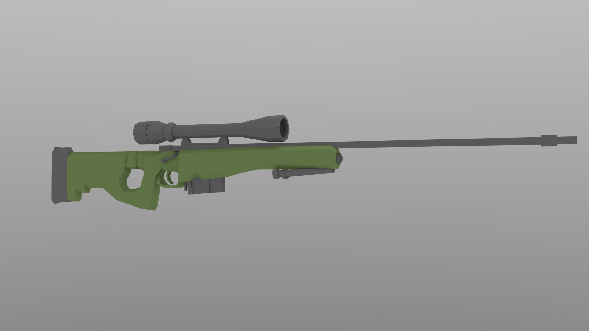 Low Poly L96A1 Bolt Action Sniper Low-poly 3D model_3