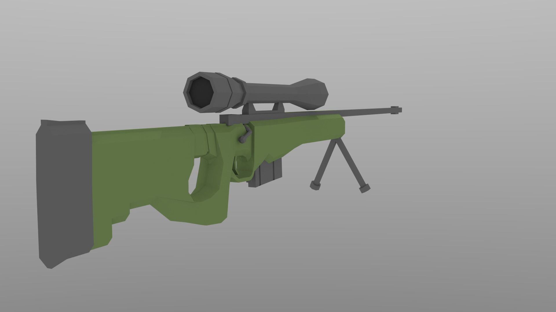 Low Poly L96A1 Bolt Action Sniper Low-poly 3D model_1
