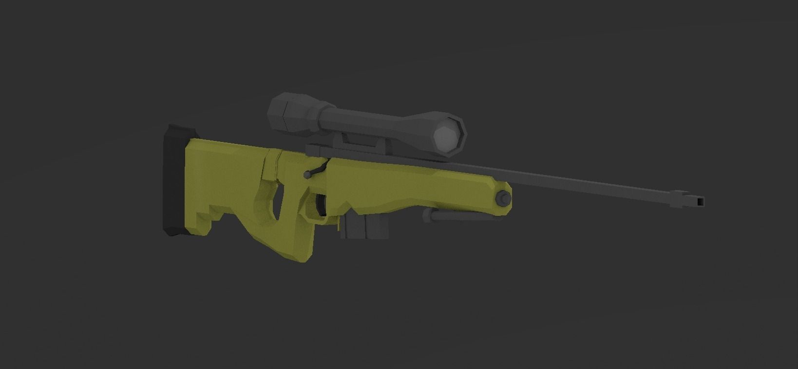 Low Poly L96A1 Bolt Action Sniper Low-poly 3D model_4
