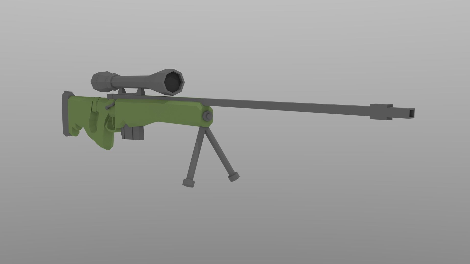 Low Poly L96A1 Bolt Action Sniper Low-poly 3D model_2