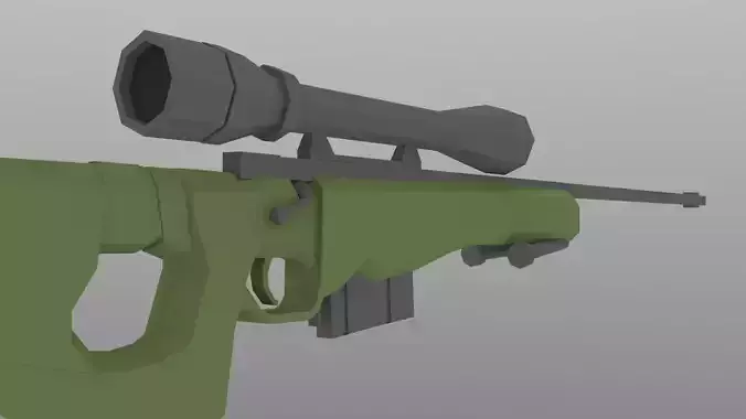 Low Poly L96A1 Bolt Action Sniper Low-poly 3D model