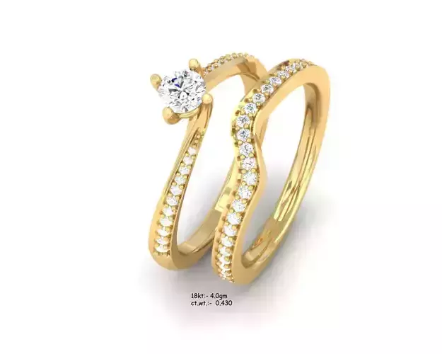 Ring-3062 gold and diamond ring with ruby stone 3D print model
