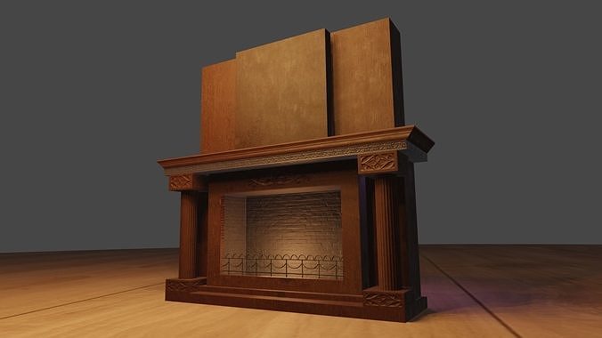 Classic Royal Fireplace Lowpoly Low-poly 3D model