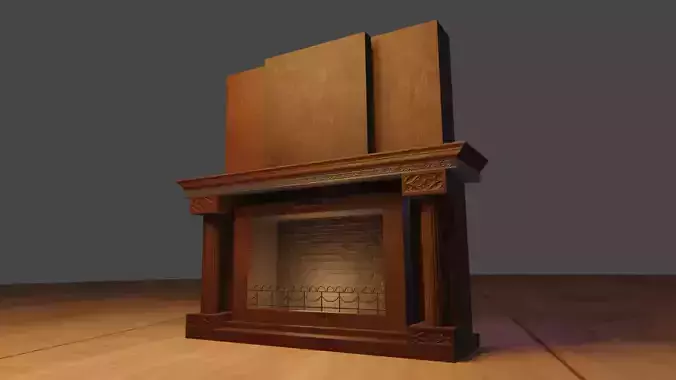 Classic Royal Fireplace Lowpoly Low-poly 3D model
