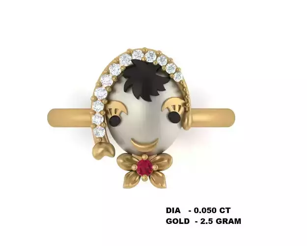Ring-3052 gold ring with diamonds and rubies